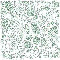 doodle frutti verdi e bacche set illustrazione vettoriale