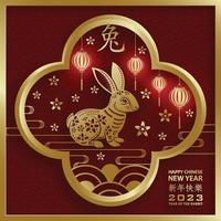 felice anno nuovo cinese 2023 segno zodiacale del coniglio per l'anno del coniglio vettore