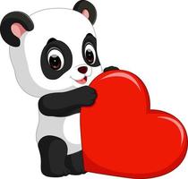 cartone animato panda con amore vettore