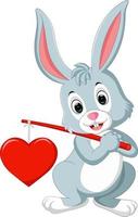 cartone animato di coniglio con amore vettore