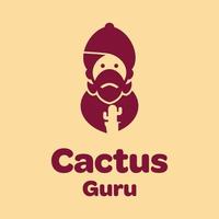 logo del guru del cactus vettore