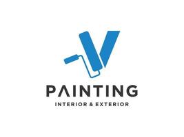 modello di logo di pittura con vettore premium del concetto v iniziale