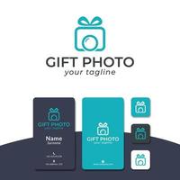 regalo foto logo design, nastro, fascia, fotocamera vettore