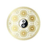 mandala d'oro lucido con segno yin yang isolato vettore