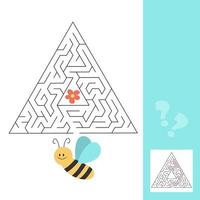puzzle labirinto per bambini. aiuta l'ape a trovare il fiore. foglio attività per bambini. vettore