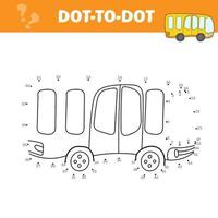 autobus giallo dei cartoni animati. gioco educativo punto per punto per bambini. illustrazione vettoriale