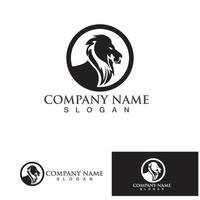 re leone logo illustrazione vettoriale design.gold leone re testa segno concetto isolato sfondo nero