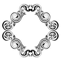 vortice di ornamento di scorrimento barocco vintage damascato vettoriale. monogramma vittoriano scudo araldico swirl.retro motivo floreale foglia bordo fogliame antico acanto calligrafia tatuaggio inciso. elemento decorativo per piastrelle vettore