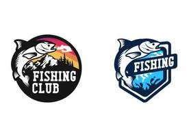 disegno del logo dell'emblema del club di pesca. vettore