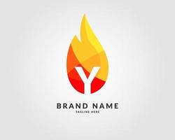 lettera y fiamma moderna alla moda logo luminoso design per un'azienda creativa ed energica vettore