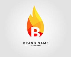 lettera b moderna fiamma trendy logo luminoso design per un'azienda creativa ed energica vettore