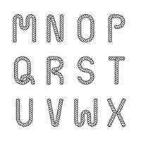 carattere vettoriale di design in stile moderno con alfabeto di corda