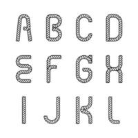 carattere vettoriale di design in stile moderno con alfabeto di corda