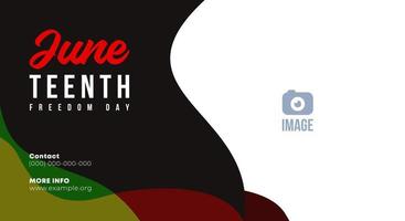 juneteenth banner astratto, giornata della libertà africana. onde colorate, layout, poster vettore