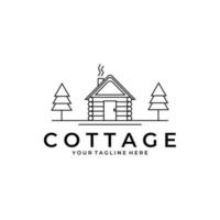 illustrazione del design minimalista della linea di vettore del logo del cottage