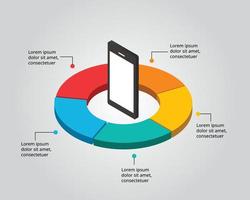 affari con modello di smartphone per infografica per la presentazione per 5 elementi vettore