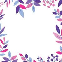 cornice di foglia botanica carina colorata su sfondo bianco vettore
