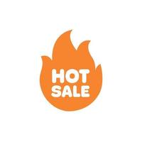 icona promozionale di vendita calda. sconto stagionale e offerte speciali sticker design a forma di fiamma. vettore