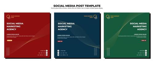 modello di post sui social media di vettore rosso blu verde, illustrazione di arte vettoriale e testo