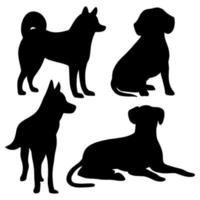 set di diversi cani silhouette illustrazione vettoriale isolato su sfondo bianco