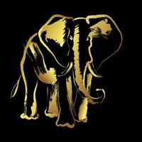 elefante con stile di pittura a pennellata dorata. disegno vettoriale illustrazione