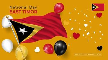 buona festa nazionale a Timor Est. banner, biglietto di auguri, design volantino. disegno del modello di poster vettore