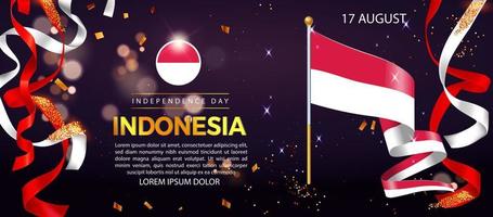 giorno dell'indipendenza dell'Indonesia. illustrazione di banner, design del modello di poster vettore