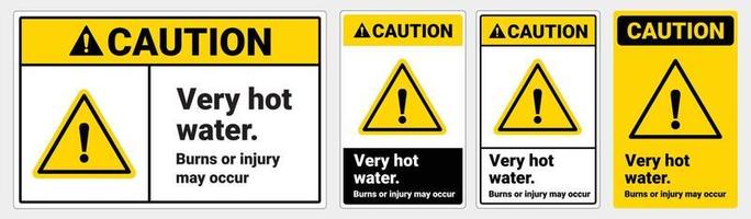 segnale di sicurezza attenzione possono verificarsi acqua molto calda, ustioni o lesioni. formati standard ansi e osha vettore