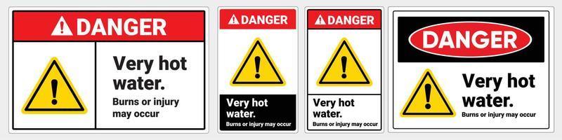 segnale di sicurezza pericolo acqua molto calda, ustioni o lesioni. formati standard ansi e osha vettore