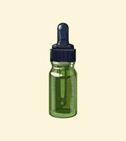 pipetta medicinale contagocce in vetro verde, schizzo disegnato a mano art vettore