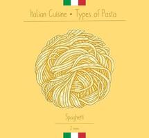 pasta italiana degli spaghetti dell'alimento, schizzando illustrazione nello stile d'annata vettore