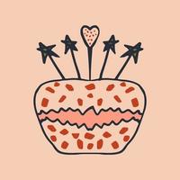 torta di compleanno vettore isolato con decorazione color crema. dessert per menu, cartolina o vacanza