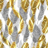 piume di uccello vector seamless con oro