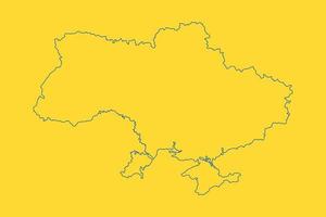 sagoma blu e gialla della mappa del paese dell'ucraina. il territorio dell'Ucraina confina con la Crimea. illustrazione vettoriale dell'elemento di design geografico.