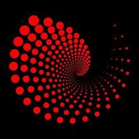 sfondo di puntini rossi a spirale di design. sfondo monocromatico astratto. modello di illusione ottica. illustrazione di arte vettoriale. vettore