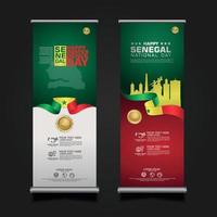 impostare roll up banner promozioni senegal modello di sfondo del giorno della repubblica felice vettore