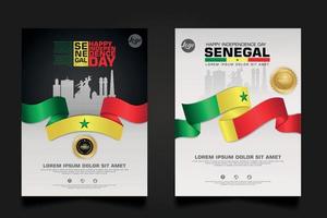 impostare poster promozioni senegal felice repubblica giorno modello di sfondo. vettore