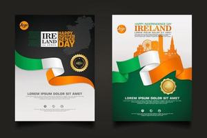 impostare poster promozioni irlanda felice giorno dell'indipendenza modello di sfondo. vettore