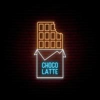 insegna al neon di cioccolato. vettore