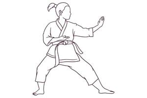 illustrazione di combattenti di karate femminili disegnati a mano vettore