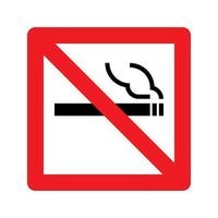 cartello vietato fumare, loghi e cartelli è vietato fumare, sigarette nere con fumo nel rettangolo rosso barrato vettore