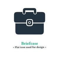 icona della valigetta in stile piatto alla moda isolato su priorità bassa bianca. simbolo della borsa per applicazioni web e mobili. vettore