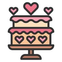 icona di amore della torta del cuore o illustrazione di vettore del logo