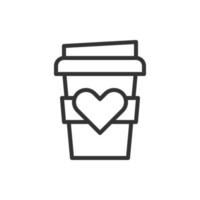 cuore caffè amore icona o logo illustrazione vettoriale