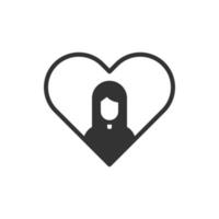 cuore donna amore icona o logo illustrazione vettoriale