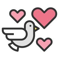 cuore uccello amore icona o logo illustrazione vettoriale