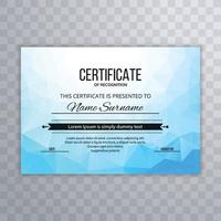 certificato blu sullo sfondo del modello del poligono vettore