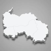 Mappa isometrica 3d dell'Ossezia meridionale, isolata con ombra vettore