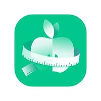 dieta, icona vettore di perdita di peso. mela con illustrazione del nastro di misurazione per il sito Web di applicazioni mobili, ecc