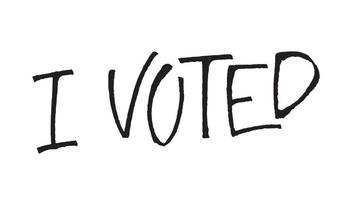 ho votato il testo disegnato a mano per le elezioni. disegno di lettere per badge, adesivo, spilla, carta, poster. segno per incoraggiare a votare. vettore